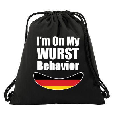 On My Worst Behavior Drawstring Bag