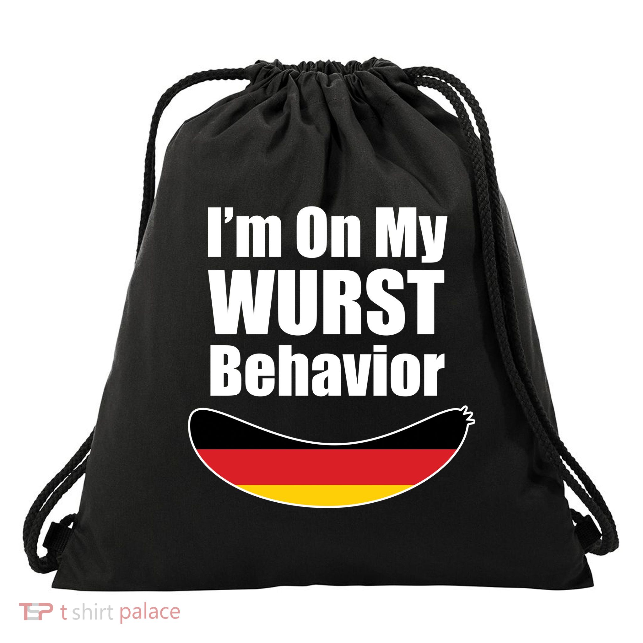 On My Worst Behavior Drawstring Bag