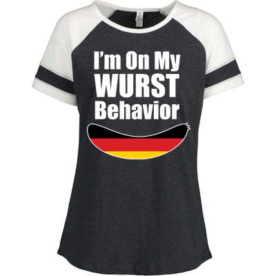 On My Worst Behavior Enza Ladies Jersey Colorblock Tee