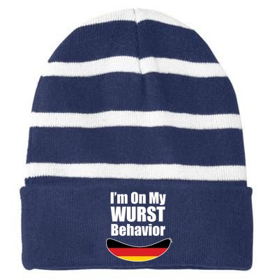 On My Worst Behavior Striped Beanie with Solid Band