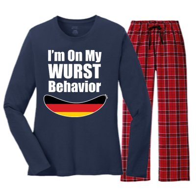 On My Worst Behavior Women's Long Sleeve Flannel Pajama Set 