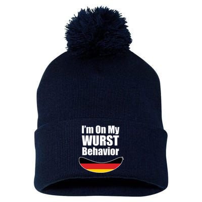 On My Worst Behavior Pom Pom 12in Knit Beanie