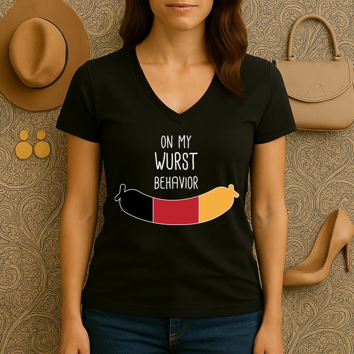 On My Worst Behavior Oktoberfest Women's V-Neck T-Shirt