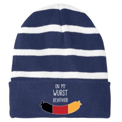 On My Worst Behavior Oktoberfest Striped Beanie with Solid Band