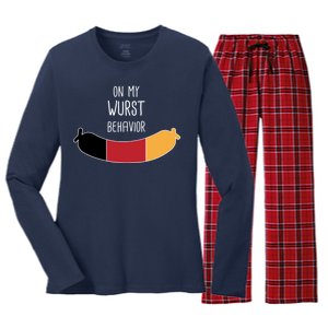 On My Worst Behavior Oktoberfest Women's Long Sleeve Flannel Pajama Set 