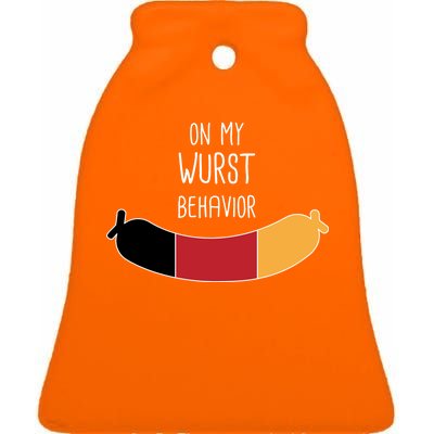 On My Worst Behavior Oktoberfest Ceramic Bell Ornament