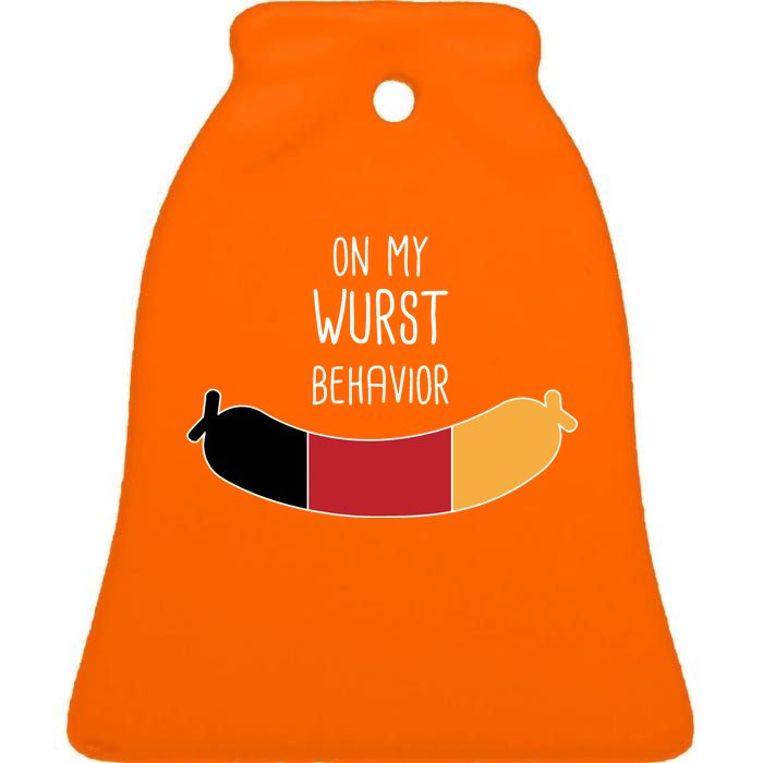 On My Worst Behavior Oktoberfest Ceramic Bell Ornament