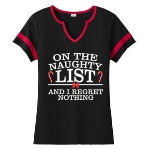 On The Naughty List Funny Christmas Ladies Halftime Notch Neck Tee