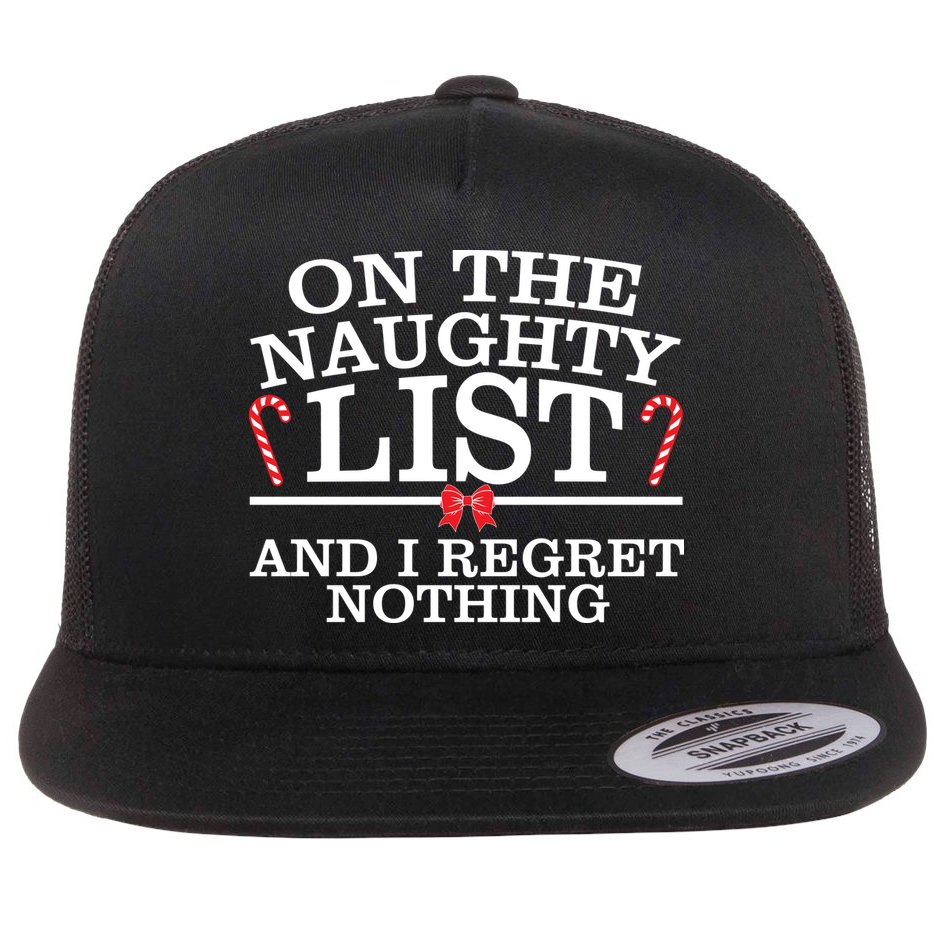 On The Naughty List Funny Christmas Flat Bill Trucker Hat