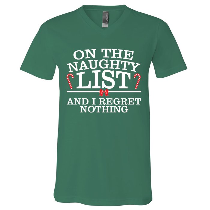 On The Naughty List Funny Christmas V-Neck T-Shirt