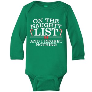 On The Naughty List Funny Christmas Baby Long Sleeve Bodysuit