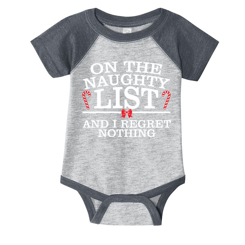 On The Naughty List Funny Christmas Infant Baby Jersey Bodysuit