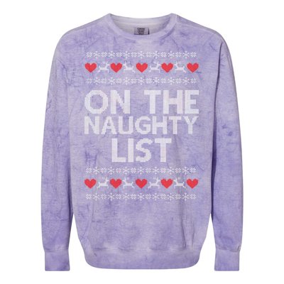 On The Naughty List Ugly Christmas Colorblast Crewneck Sweatshirt