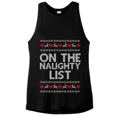 On The Naughty List Ugly Christmas Ladies PosiCharge Tri-Blend Wicking Tank