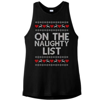 On The Naughty List Ugly Christmas Ladies PosiCharge Tri-Blend Wicking Tank