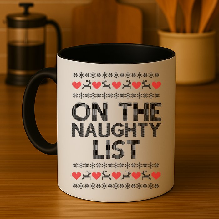 On The Naughty List Ugly Christmas Mug