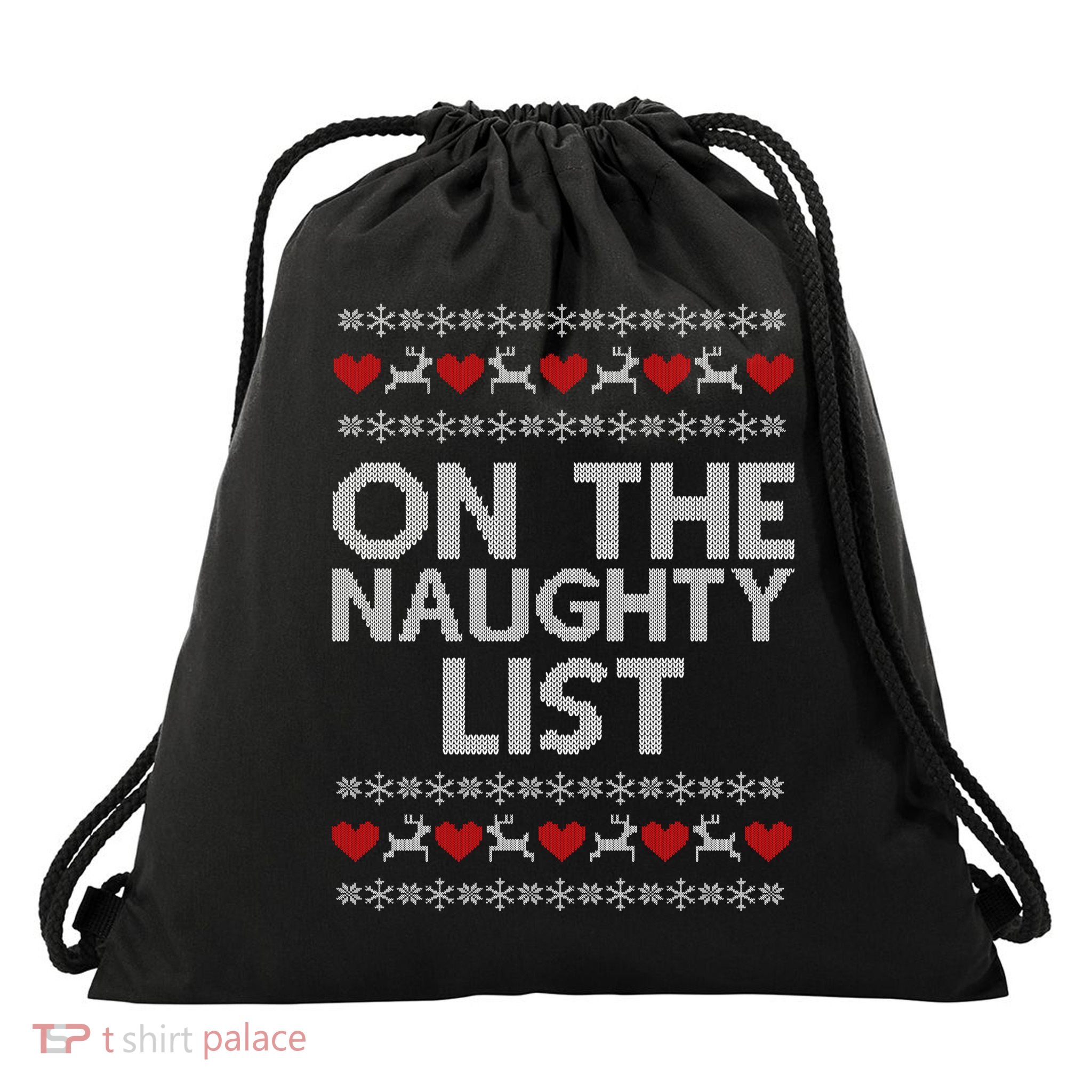 On The Naughty List Ugly Christmas Drawstring Bag