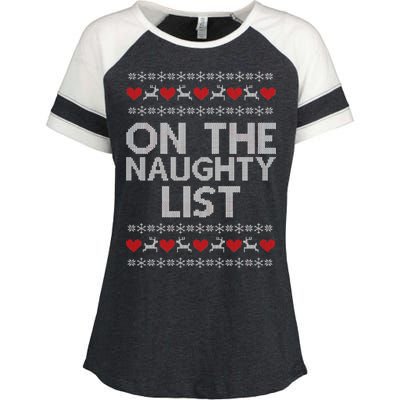 On The Naughty List Ugly Christmas Enza Ladies Jersey Colorblock Tee