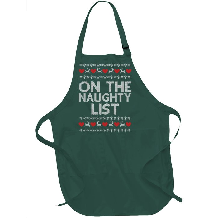 On The Naughty List Ugly Christmas Full-Length Apron With Pockets