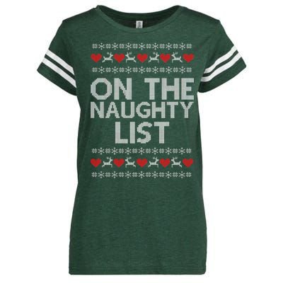 On The Naughty List Ugly Christmas Enza Ladies Jersey Football T-Shirt