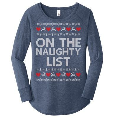 On The Naughty List Ugly Christmas Women's Perfect Tri Tunic Long Sleeve Shirt