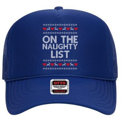 On The Naughty List Ugly Christmas High Crown Mesh Back Trucker Hat