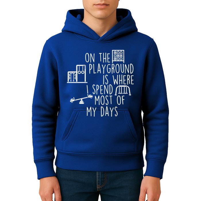 On The Playground Is Where I Spend Most Of My Days Kids Hoodie