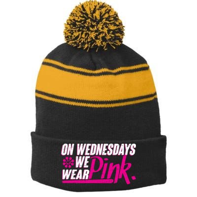 On Wednesday We Wear Pink Stripe Pom Pom Beanie