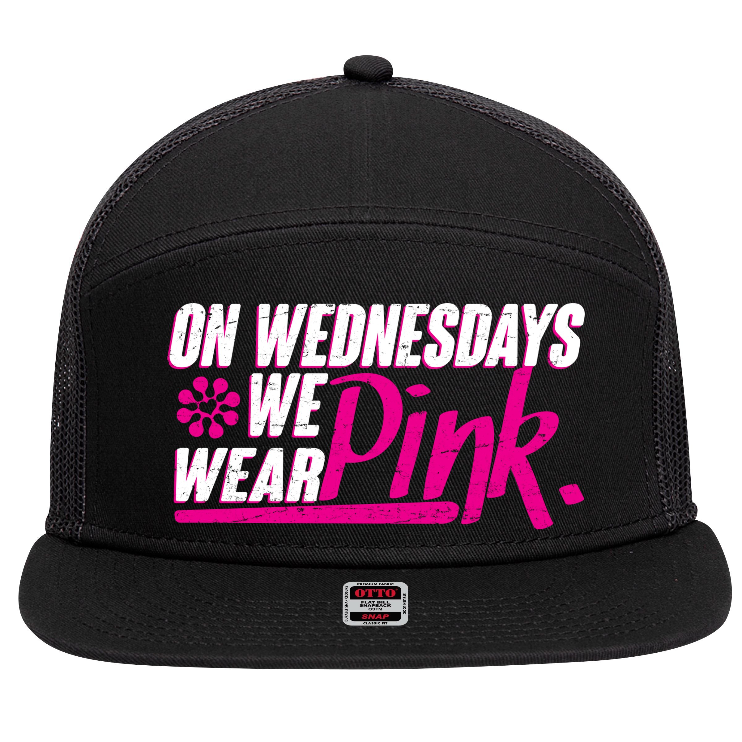 On Wednesday We Wear Pink 7 Panel Mesh Trucker Snapback Hat