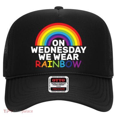 On Wednesday We Wear Rainbow High Crown Mesh Back Trucker Hat