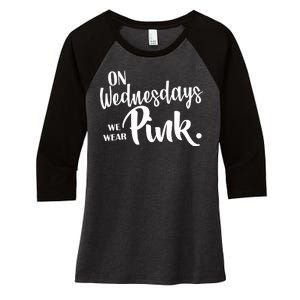 On Wednesdays We Wear Pink Women's Tri-Blend 3/4-Sleeve Raglan Shirt