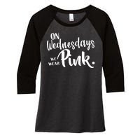 On Wednesdays We Wear Pink Women's Tri-Blend 3/4-Sleeve Raglan Shirt