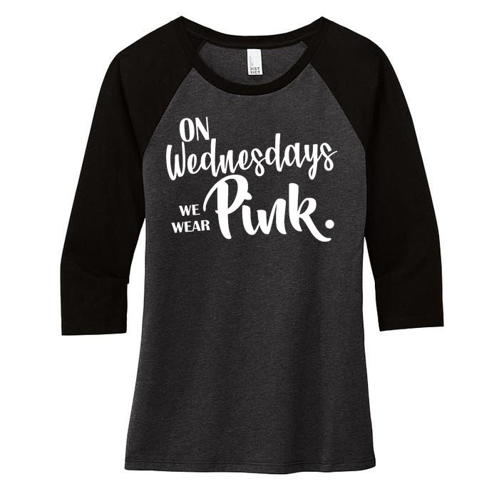 On Wednesdays We Wear Pink Women's Tri-Blend 3/4-Sleeve Raglan Shirt