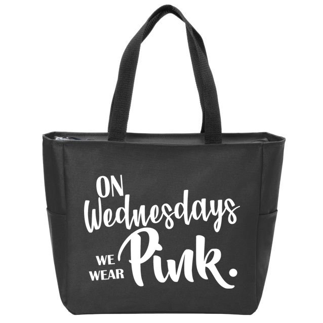 On Wednesdays We Wear Pink Zip Tote Bag