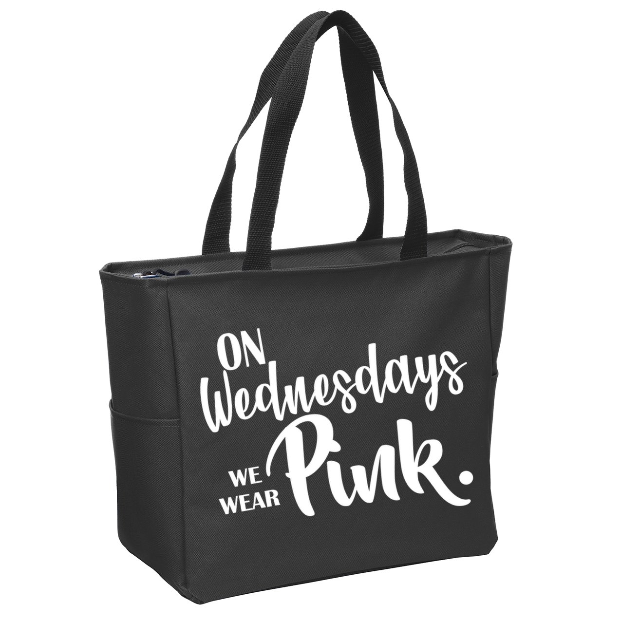 On Wednesdays We Wear Pink Zip Tote Bag