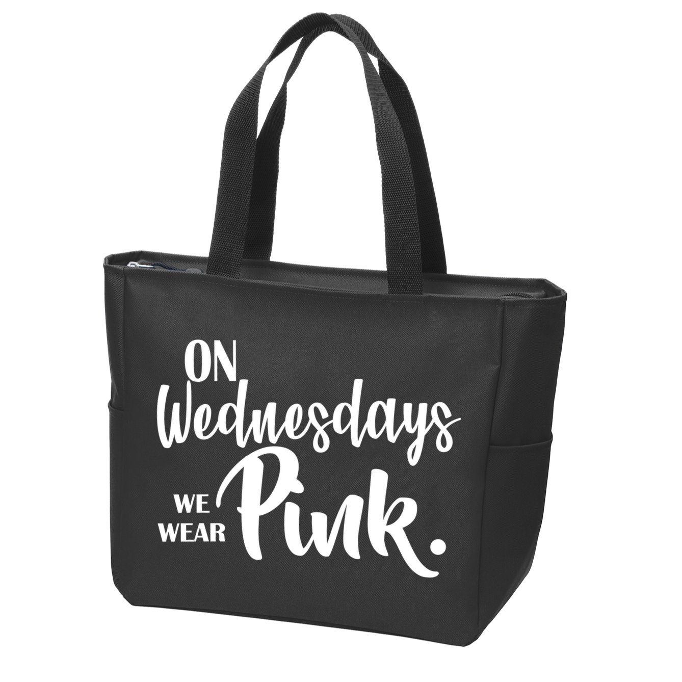 On Wednesdays We Wear Pink Zip Tote Bag