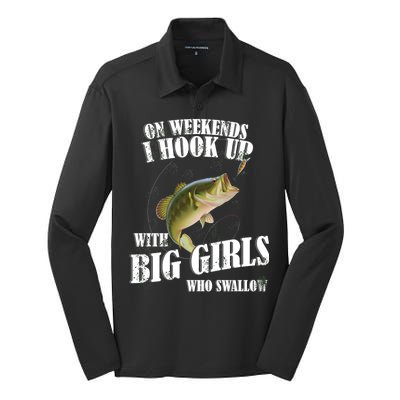 On Weekends I Hook Up With Big Girls Who Swallow Silk Touch Performance Long Sleeve Polo