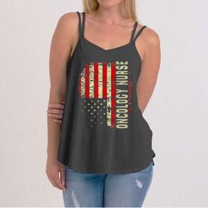 Oncology Nurse 4th Of July US Flag Patriotic Nurse Week Women's Strappy Tank