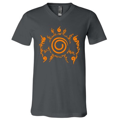 Orange Nine 9 Tail Kurama Seal V-Neck T-Shirt