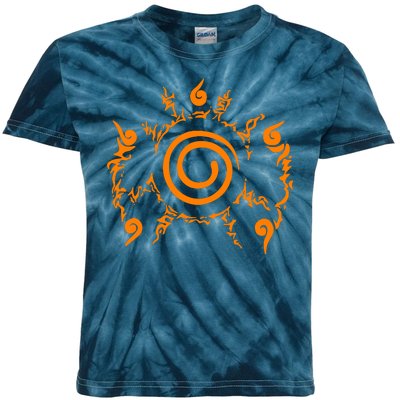 Orange Nine 9 Tail Kurama Seal Kids Tie-Dye T-Shirt