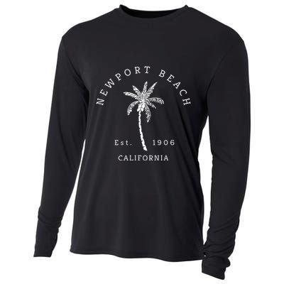 Original Newport Beach Ca Palm Tree Unique Novelty Art Great Gift Cooling Performance Long Sleeve Crew
