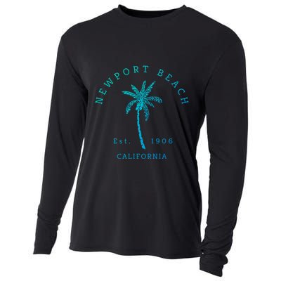 Original Newport Beach Ca Palm Tree Unique Novelty Art Great Gift Cooling Performance Long Sleeve Crew
