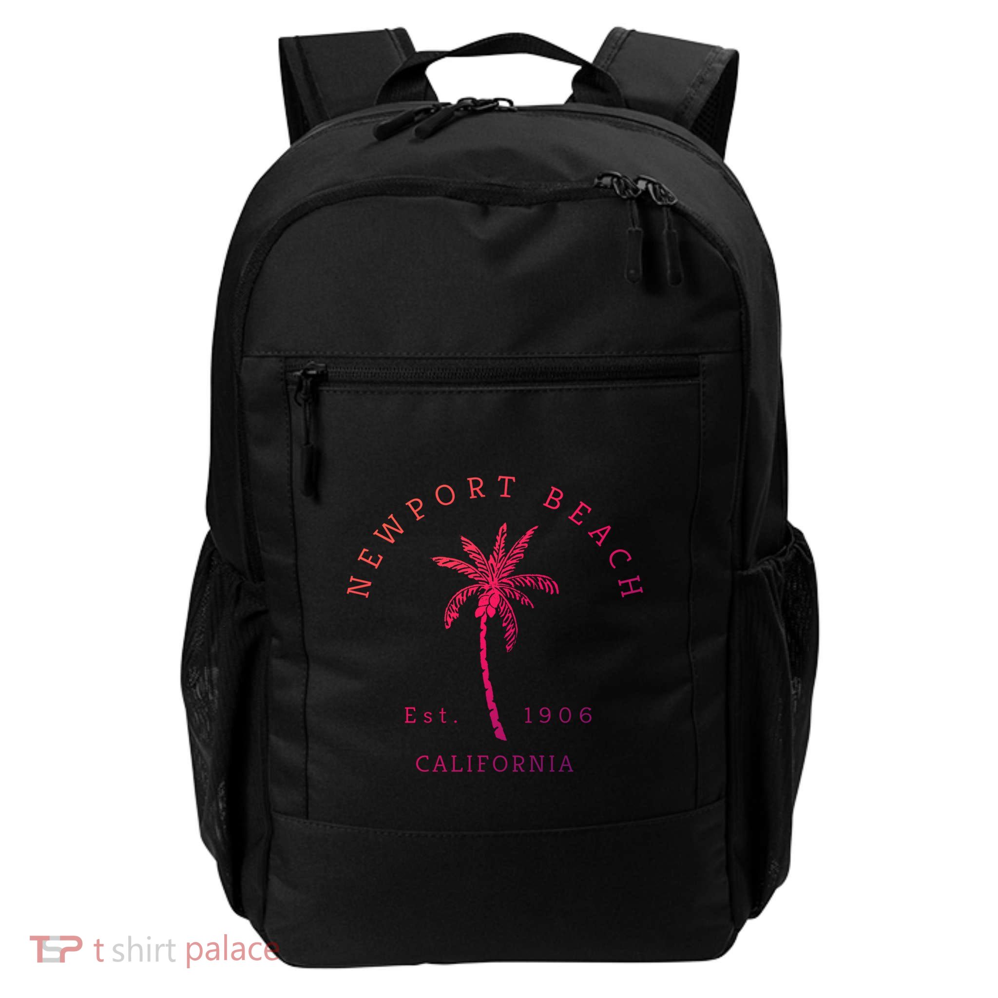 Original Newport Beach Ca Palm Tree Unique Novelty Art Great Gift Daily Commute Backpack
