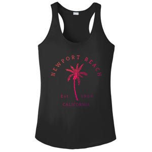 Original Newport Beach Ca Palm Tree Unique Novelty Art Great Gift Ladies PosiCharge Competitor Racerback Tank