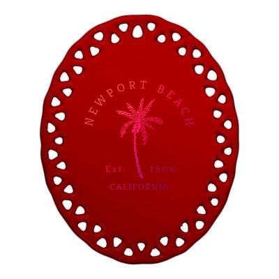 Original Newport Beach Ca Palm Tree Unique Novelty Art Great Gift Ceramic Oval Ornament