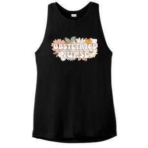 Obstetrics Nurse Botanical Floral Flowers Retro Groovy Style Gift Ladies PosiCharge Tri-Blend Wicking Tank