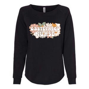 Obstetrics Nurse Botanical Floral Flowers Retro Groovy Style Gift Womens California Wash Sweatshirt