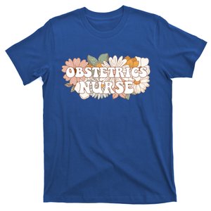 Obstetrics Nurse Botanical Floral Flowers Retro Groovy Style Gift T-Shirt