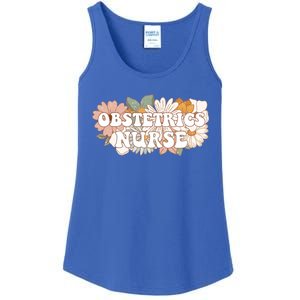 Obstetrics Nurse Botanical Floral Flowers Retro Groovy Style Gift Ladies Essential Tank