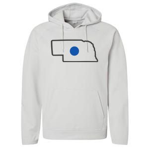 Omaha Nebraska Blue Dot Performance Fleece Hoodie